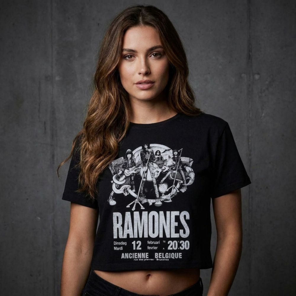 Ramones - Belgique Crop top - Schwarz